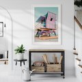 Plakat w ramie 40x50 - Miami Beach - plaża miami, domek ratownika - rama biała