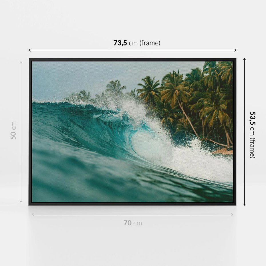 Obraz w ramie 70x50 - Rajskie Wybrzeże - fotografia, duża fala - rama czarna
