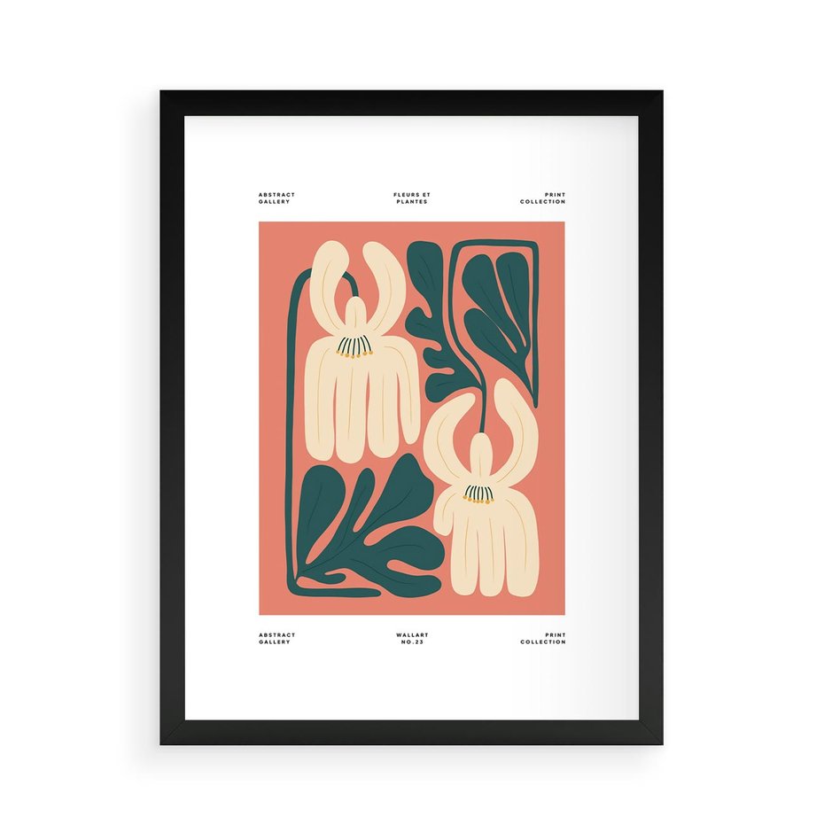 Plakat w ramie 50x70 - Migotliwe Echa - kwiaty, nowoczesna abstrakcja - rama czarna