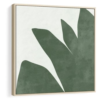 Obraz w ramie 50x50 - Oaza Harmonii - abstrakcyjny kształt, zielony plakat - rama drewno