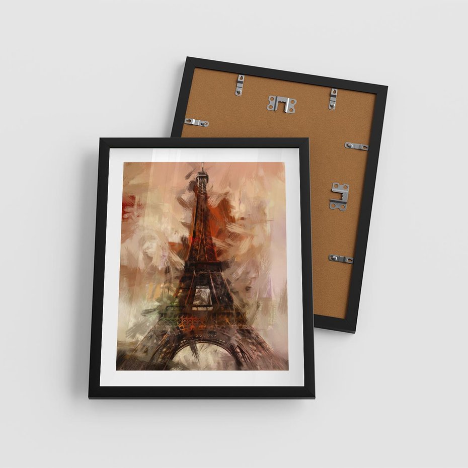 Plakat w ramie 40x50 - Abstrakcyjna Eiffla - miasto w nowej formie - Eiffla, abstrakcja - rama czarna