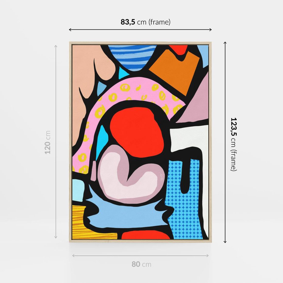 Obraz w ramie 80x120 - Czarny Komiks - abstrakcyjne formy, komiksowy styl - rama drewno