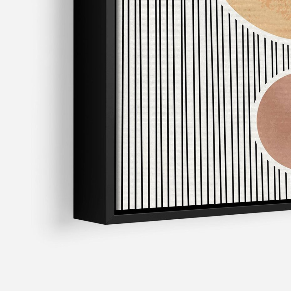 Obraz w ramie 50x70 - Taniec Linii - abstrakcyjna nowoczesna sztuka, koła okręgi - rama czarna