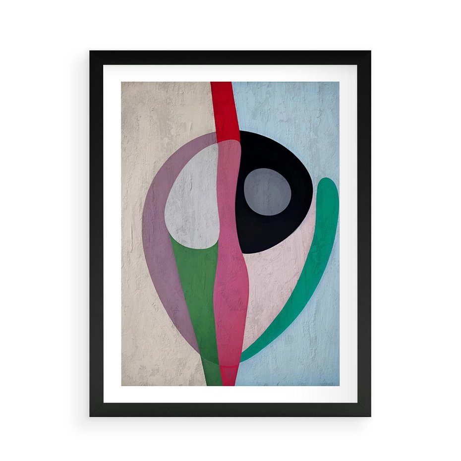 Plakat w ramie 50x70 - Wibracje Kolorów Marzeń - abstrakcyjne dziwne kształty, olejny obraz - rama czarna