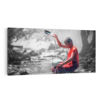 Obraz na płótnie 120x60 - Dziecko Mnich: Święty Uśmiech - dziecko, mnich