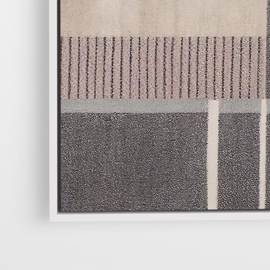 Obraz w ramie 50x50 - Harmonia skradzionych odcieni - symetryczne, geometryczne pasy - rama biała