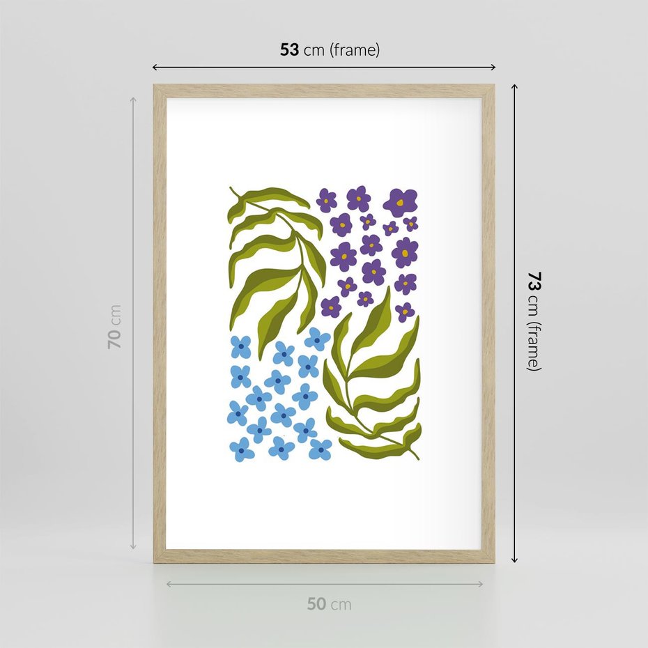 Plakat w ramie 50x70 - Księga Kształtów Bez Granic - kwiaty, sztuka nowoczesna - rama drewno