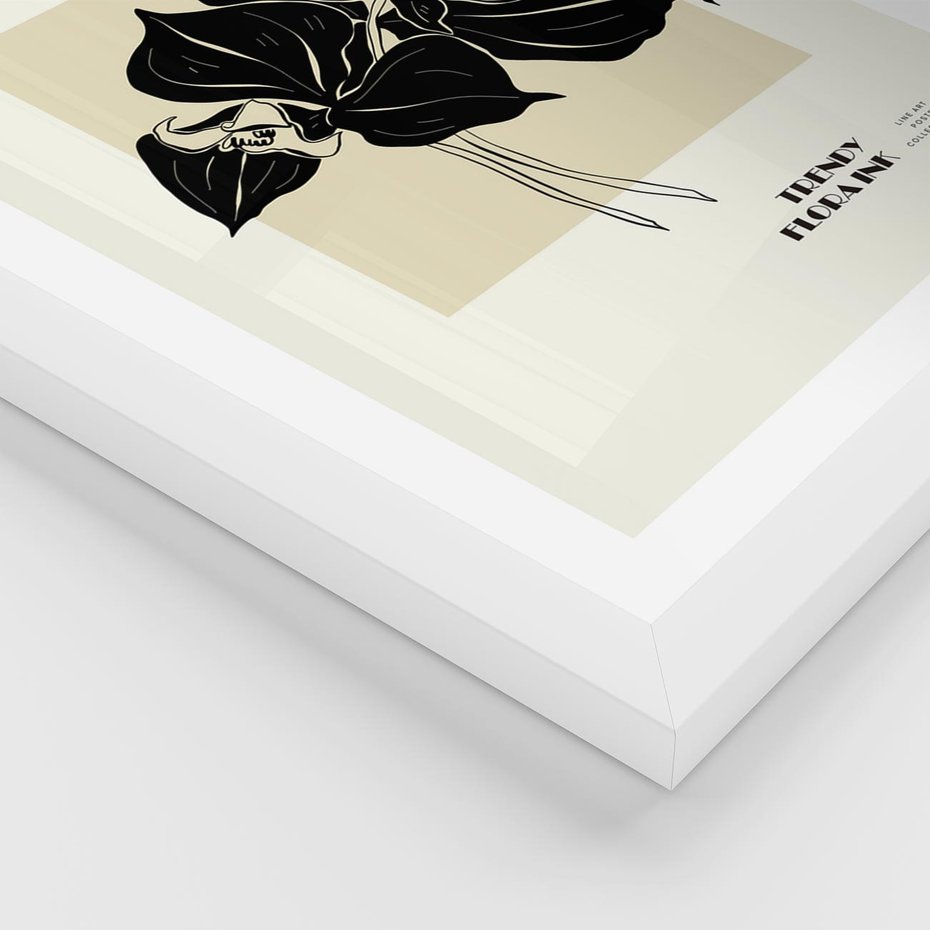 Plakat w ramie 30x40 - Ekspresja w szkicowanych kształtach - kwiaty, typografia - rama biała