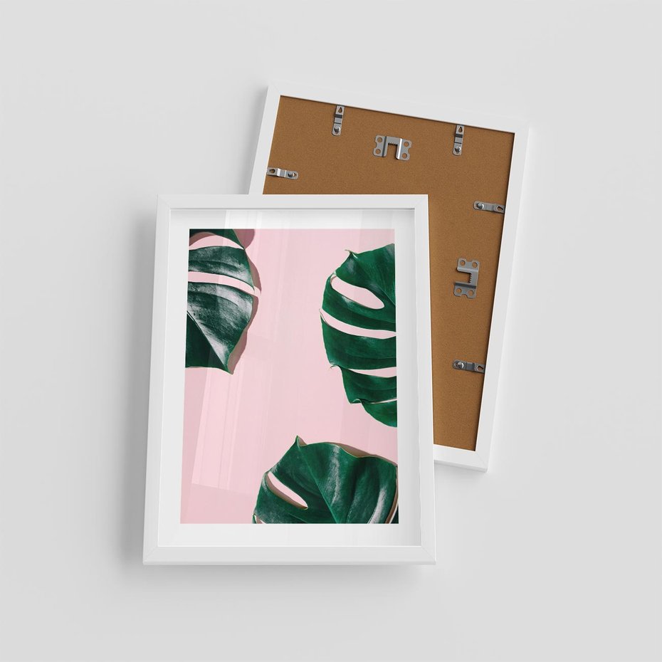 Plakat w ramie 30x40 - Siła Natury - liście, monstera - rama biała