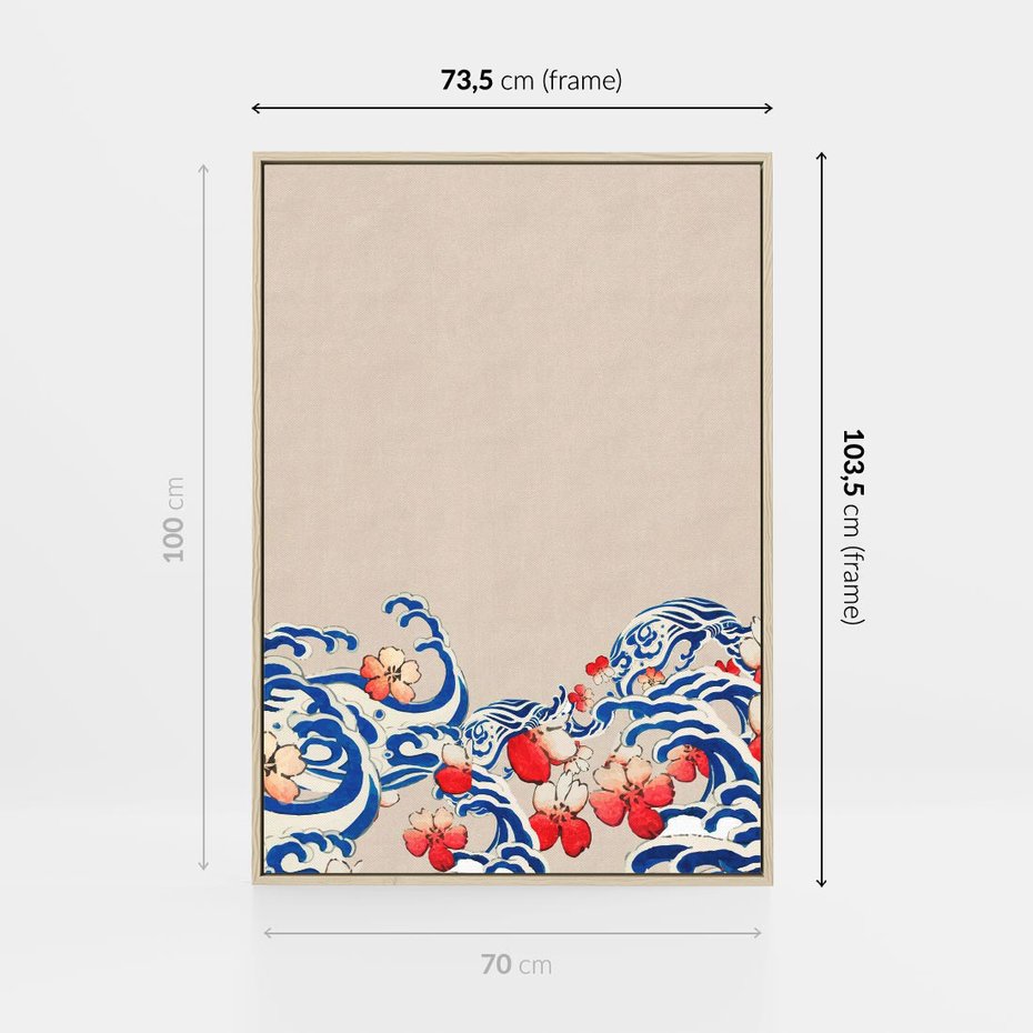 Obraz w ramie 70x100 - Japońska Harmonia: Falujące Kwiaty - japonia, orientalne kwiaty wiśni - rama drewno