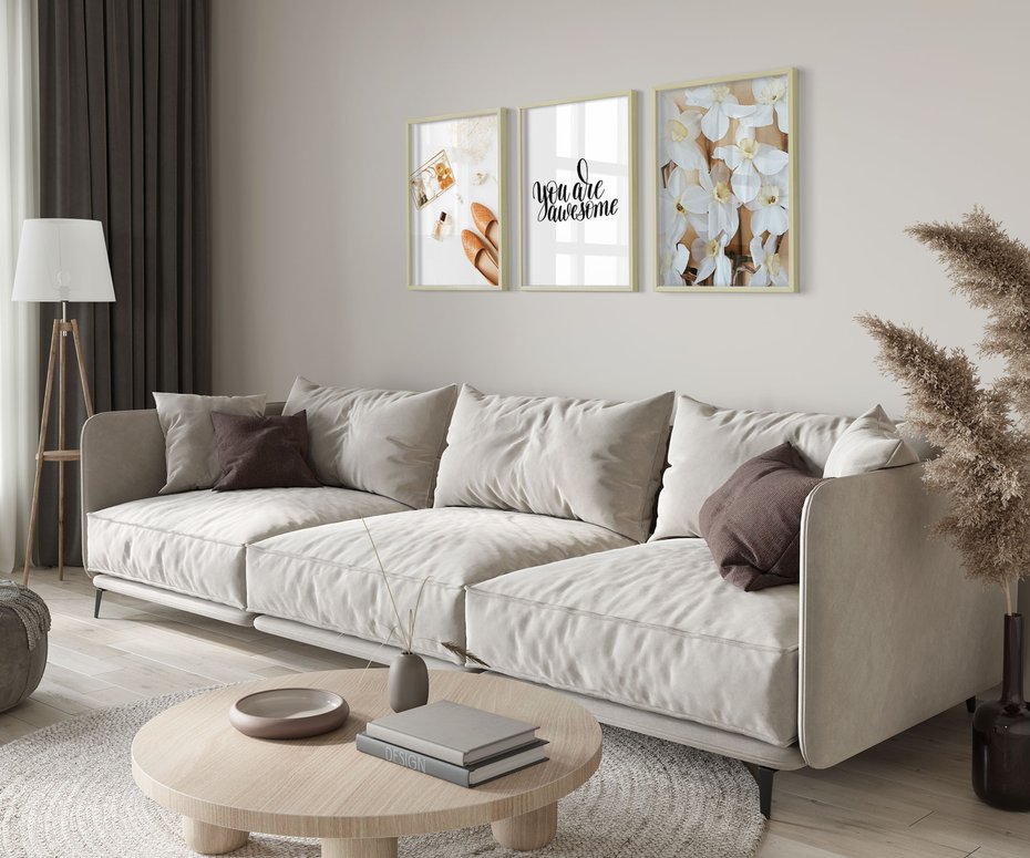 Zestaw obrazy w ramie 30x40 galeria - Motywacyjny, napis, typografia, kobieca - rama drewno