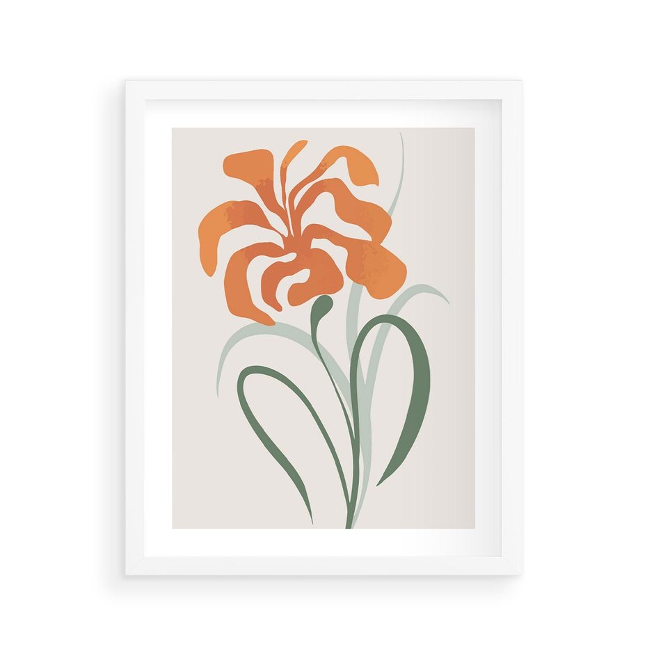 Plakat w ramie 40x50 - Kwiatowe Harmonie - kwiat, sztuka nowoczesna - rama biała