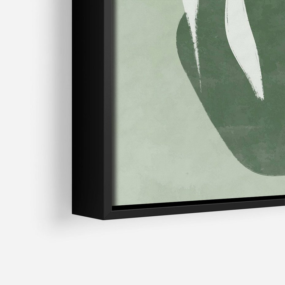 Obraz w ramie 50x70 - Zieleń Pulsującego Spokoju - zielona abstrakcja, zgaszona zieleń - rama czarna