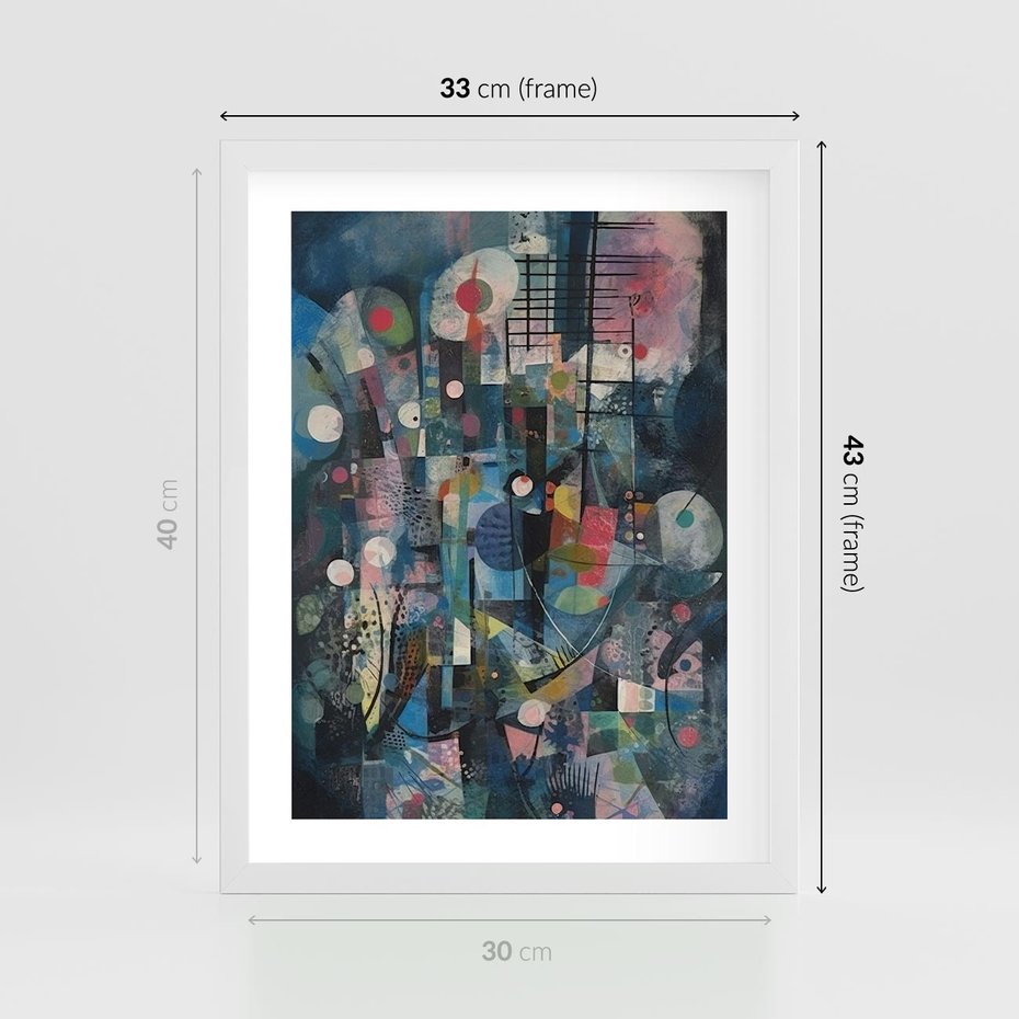 Plakat w ramie 30x40 - Rozbijając Granice Kreatywności - abstrakcyjny obraz, sztuka abstrakcji - rama biała