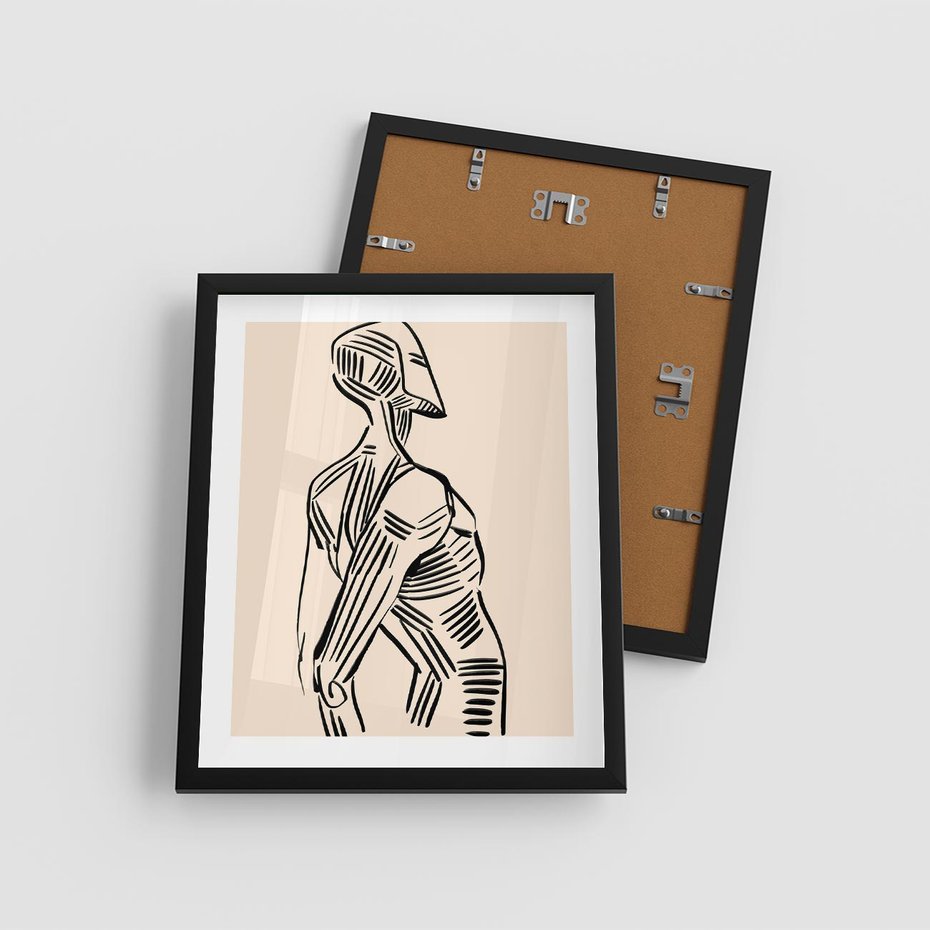 Plakat w ramie 40x50 - Eksploracja Wizualna - szkic, czarno biały - rama czarna