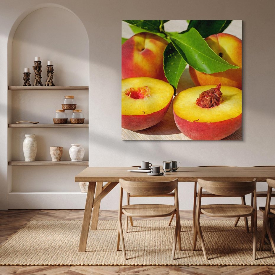 Obraz na płótnie 80x80 - Brzoskwinie Delikatny Urok - brzoskwinie, owoce