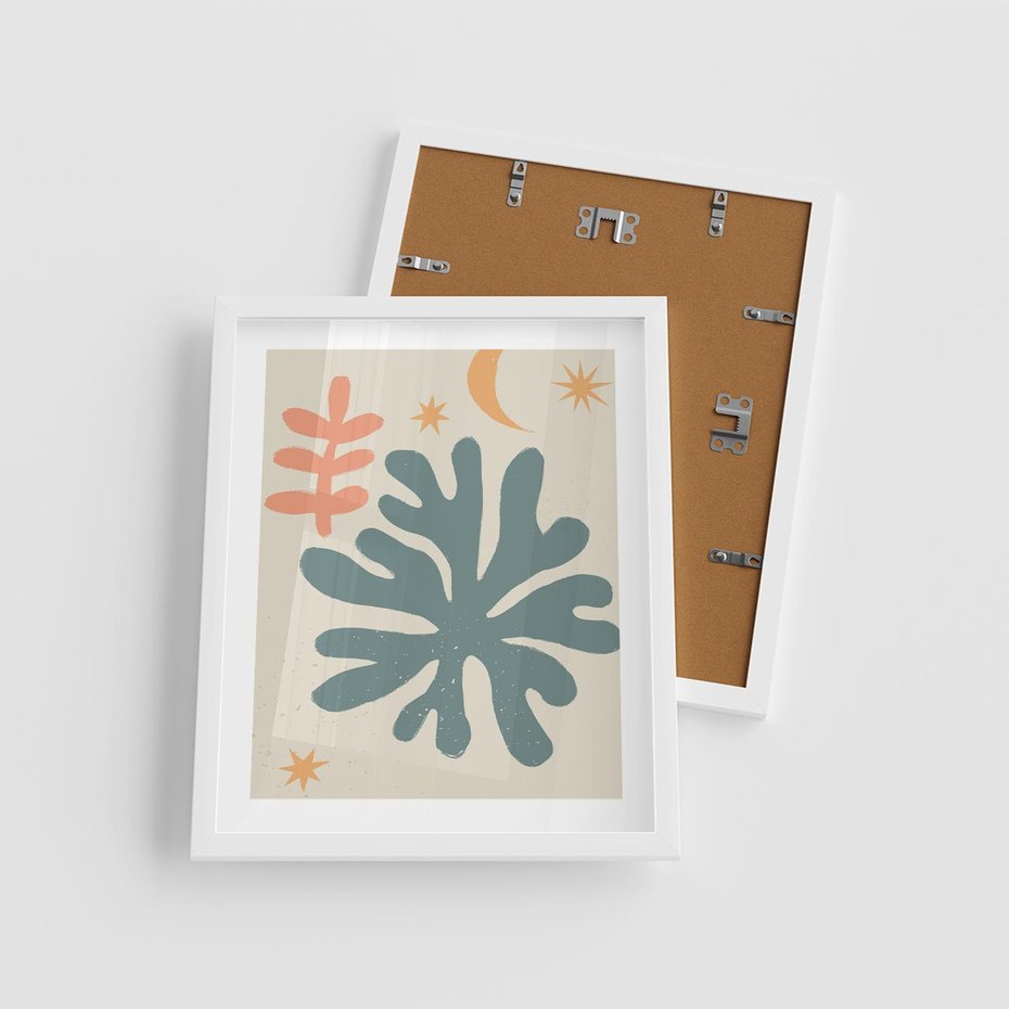 Plakat w ramie 40x50 - Rozbłysk Emanacji - boho formy, kształty - rama biała