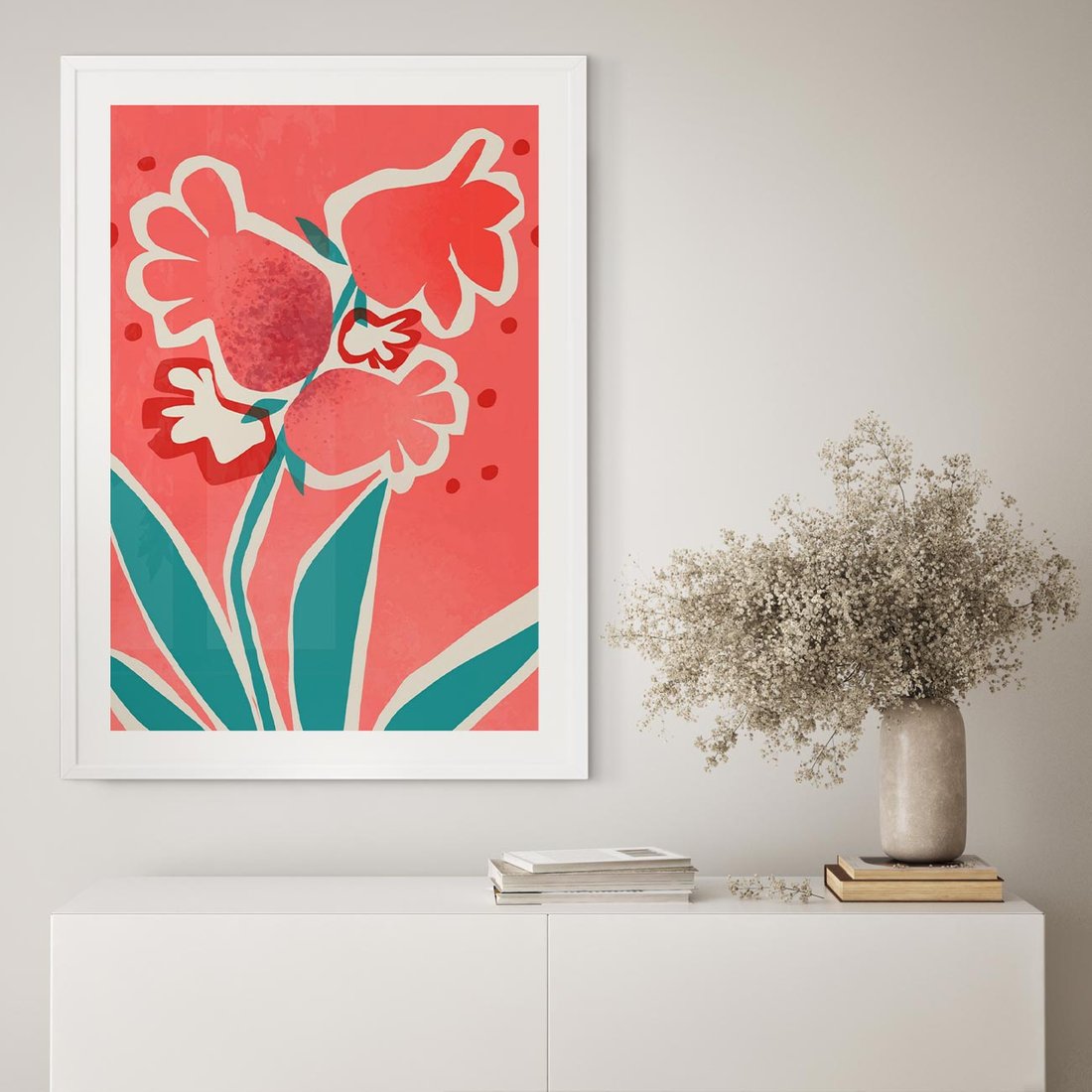 Plakat bez ramy 30x40 - Rozkwitające Plamy i Formy - nowoczesny plakat, abstrakcyjne kwiaty