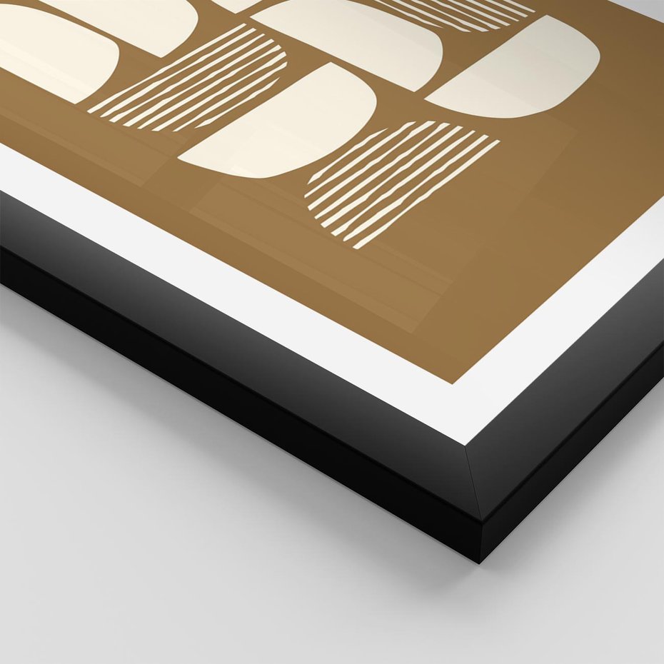 Plakat w ramie 30x40 - Wewnętrzne Spektrum - geometryczne boho kształty na brązowym, karmelowym tle - rama czarna