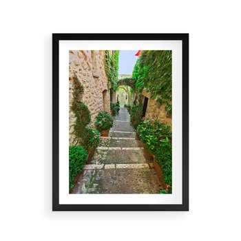 Plakat w ramie 40x50 - Magiczna podróż w głąb miasta - uliczka, perspektywa - rama czarna