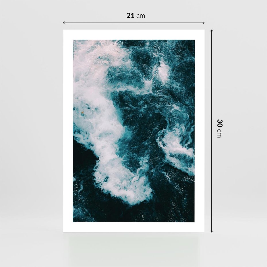 Plakat bez ramy 21x30 - Fale w Odcieniach Turkusu - ocean, fale