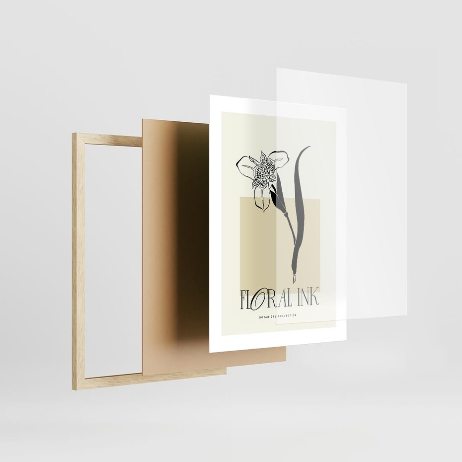 Plakat w ramie 30x40 - Wyblakłe odcienie snów - kwiat, irys - rama drewno