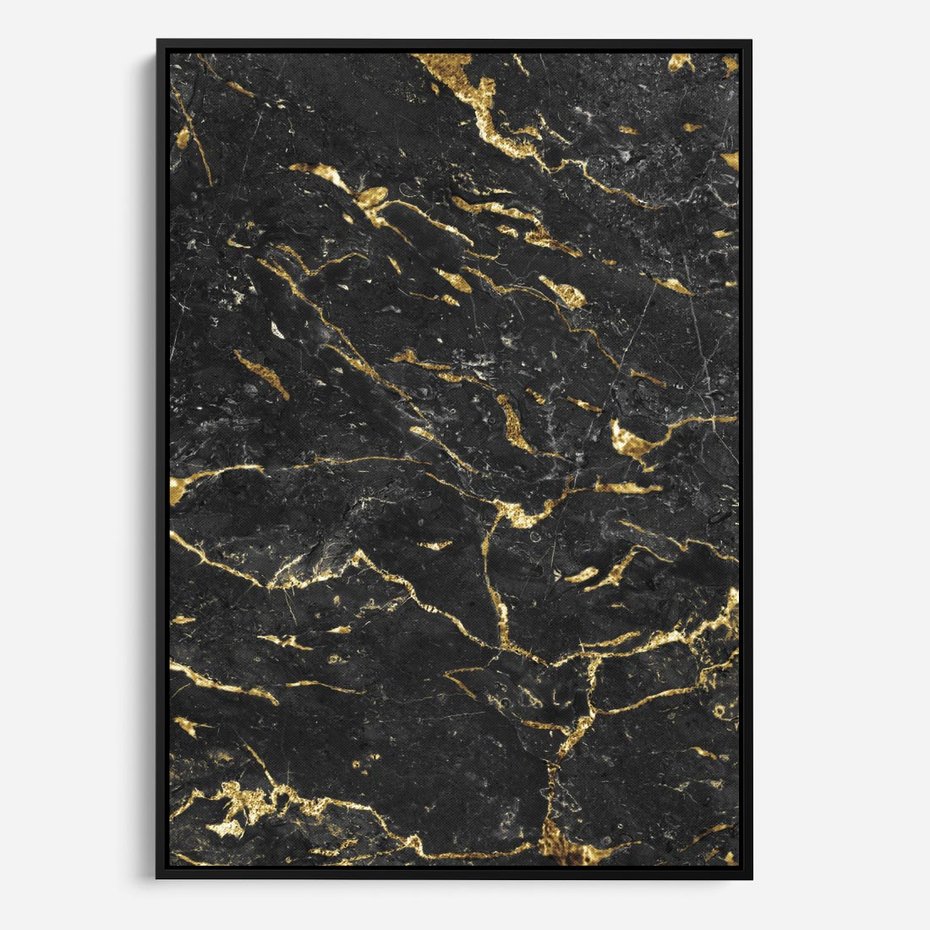 Obraz w ramie 70x100 - Egzotyczny Blask - marmur, złoto - rama czarna