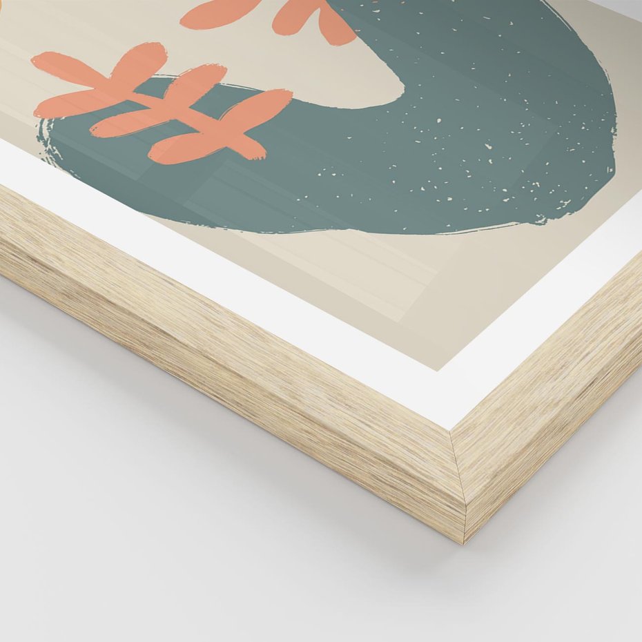 Plakat w ramie 30x40 - Energetyczne Kształty - boho formy, kształty - rama drewno