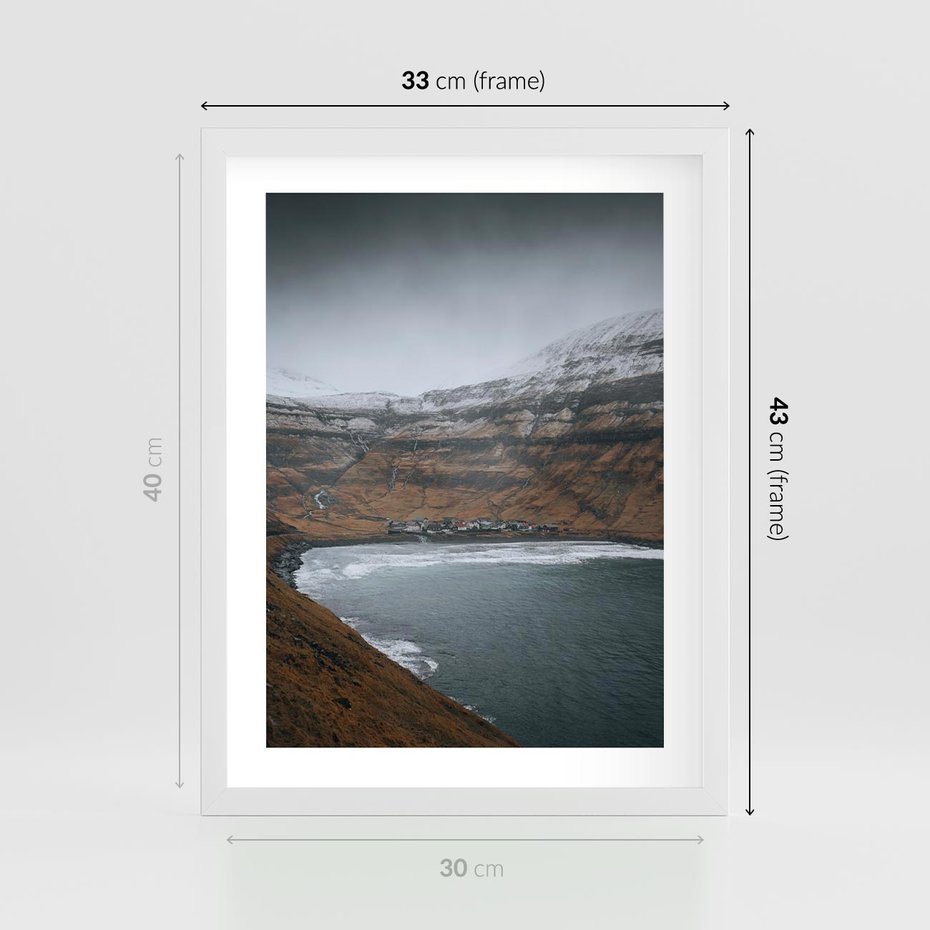 Plakat w ramie 30x40 - Spektakularna Przyroda - fiordy, Norwegia - rama biała