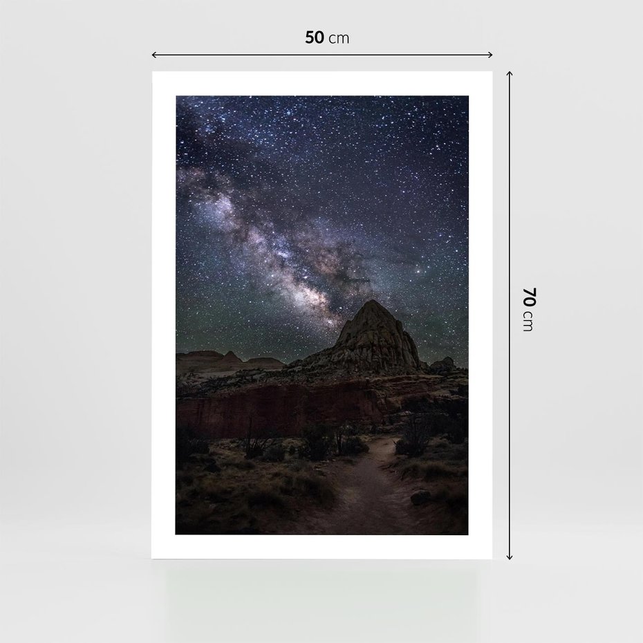 Plakat bez ramy 50x70 - Gwiaździsta Noc na Pustyni - noc na pustyni, gwiździste niebo