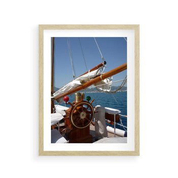 Plakat w ramie 30x40 - Podróż Morska - statek, ster - rama drewno