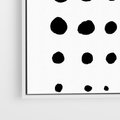 Obraz w ramie 80x80 - Refleksje Światła - minimalistyczna kompozycja, czarne kropkina białym tle - rama biała