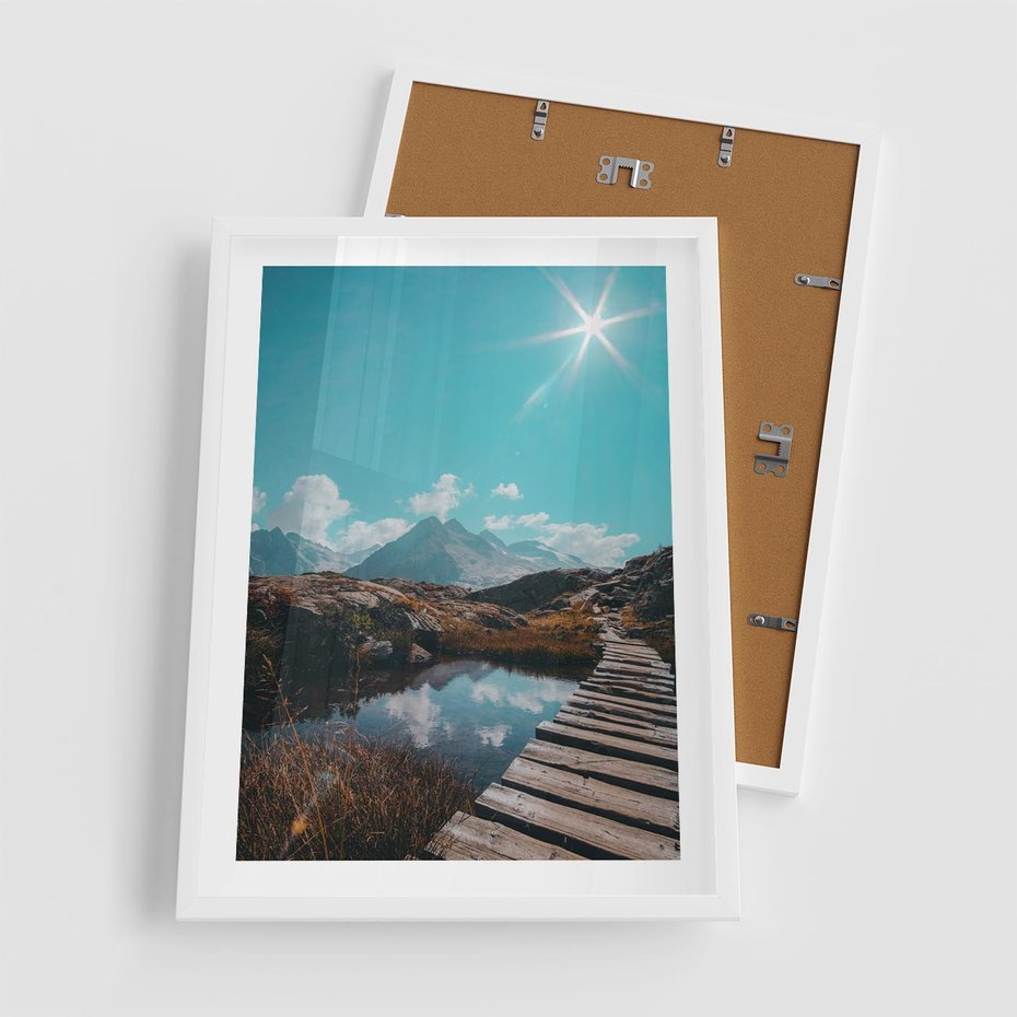 Plakat w ramie 50x70 - Inspirujący Pejzaż - ścieżka, górska - rama biała