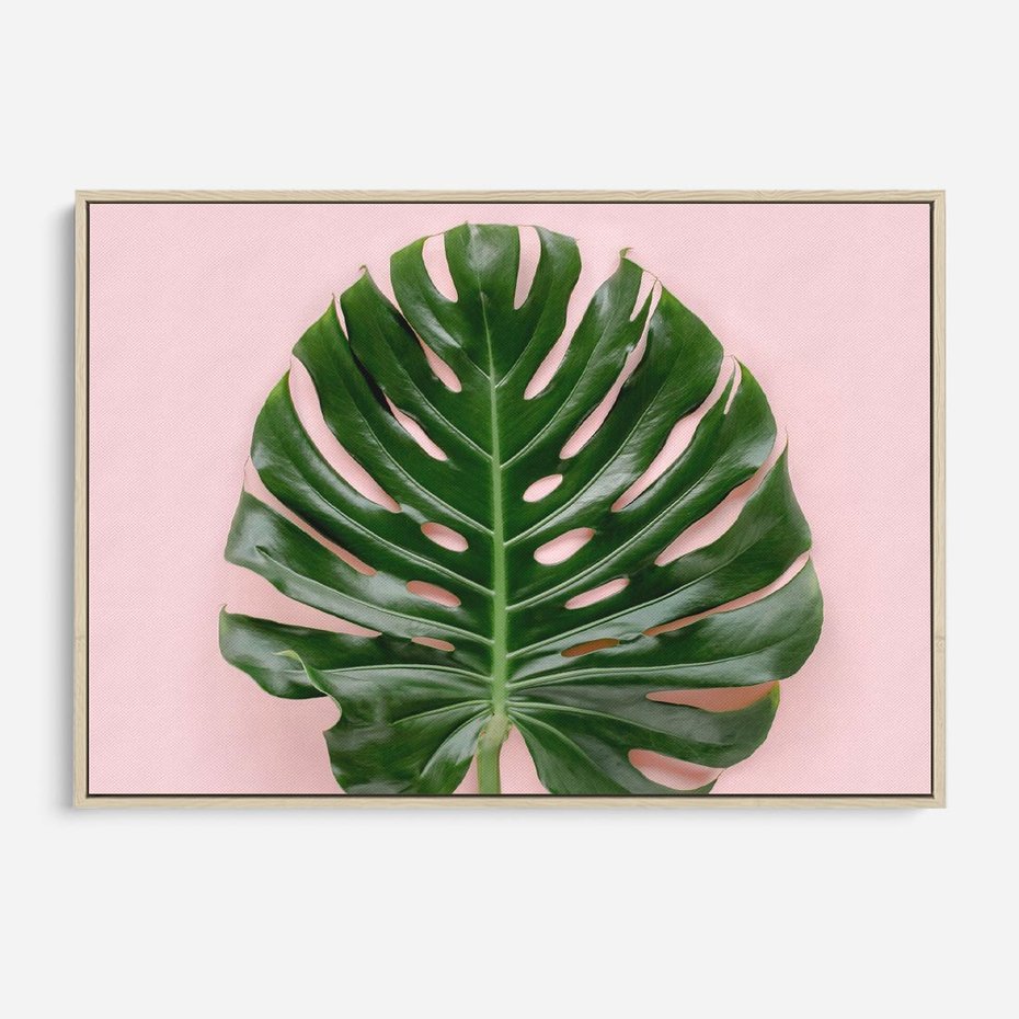 Obraz w ramie 120x80 - Egzotyczna Roślinność - liście, monstera - rama drewno