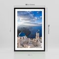Plakat w ramie 50x70 - Błękitne Przezycia - Santorini, morze - rama czarna