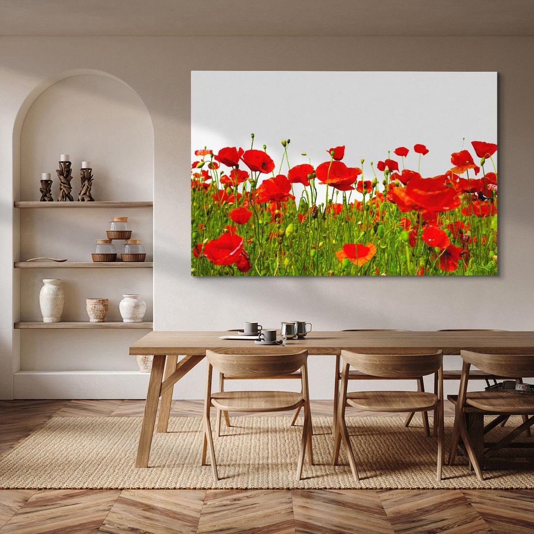 Obraz na płótnie 120x80 - Bujne maki na malowniczej łące - mak, maki