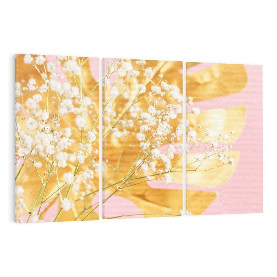 Obraz na płótnie 120x80 - : Elegancja w Złocie - złote, liście