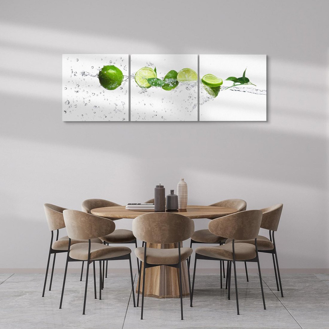 Obraz na płótnie 150x50 - Świeże limonki i woda - limonki, woda