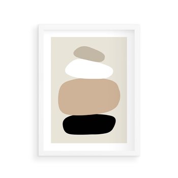 Plakat w ramie 40x50 - Zgeometryzowane Kształty - modernistyczny plakat, obłe kształty - rama biała
