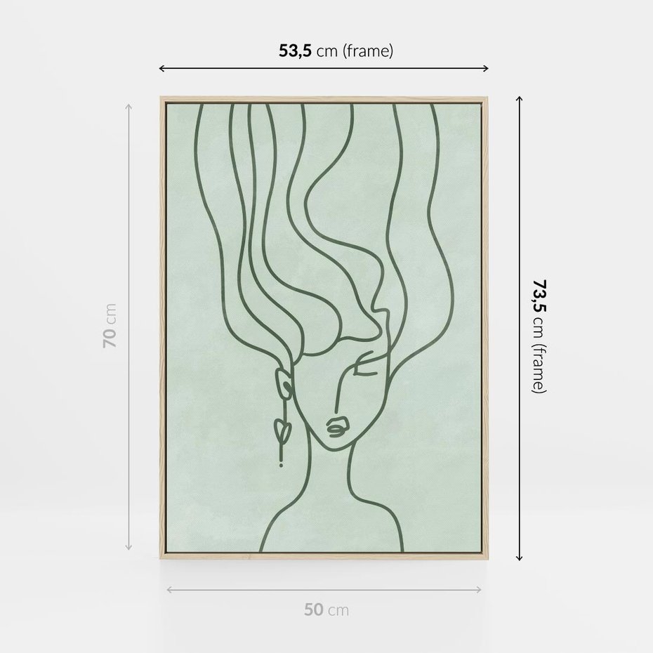Obraz w ramie 50x70 - Spokojne Objęcia Natury - abstrakcja, zielony szkic - rama drewno