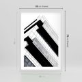 Plakat w ramie 50x70 - Nowoczesna Surowość: Wieżowiec na Czarno-Białej Grafice - architektura, wieżowiec - rama biała
