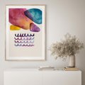 Plakat w ramie 30x40 - Impresje Akwarelowej Przestrzeni - kolorowe pastelowe plamy, rozmyte żywe kolory - rama drewno