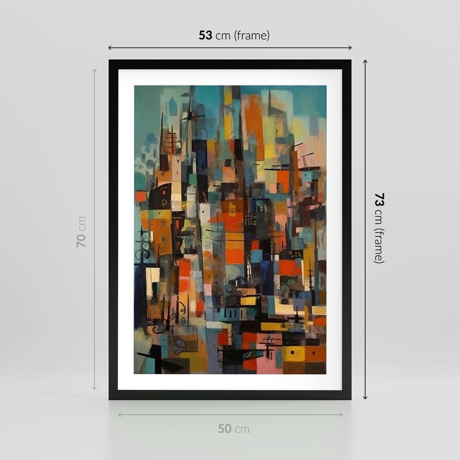 Plakat w ramie 50x70 - Zaklęte Odbicia Nienormalności - styl mid century, nowoczesna sztuka - rama czarna