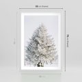 Plakat w ramie 50x70 - Zimowa Poezja w Ośnieżonym Drzewie - ośnieżone drzewo, zima - rama biała