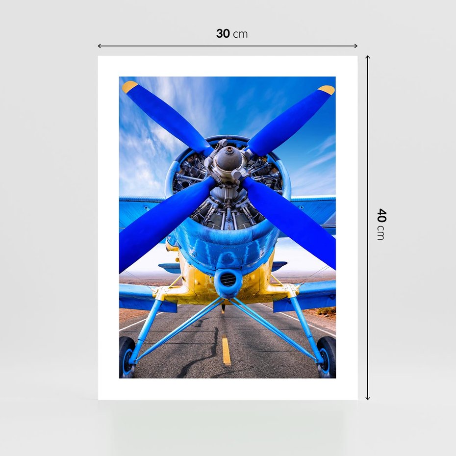 Plakat bez ramy 30x40 - Śmigłowiec indygo - samolot, śmigło