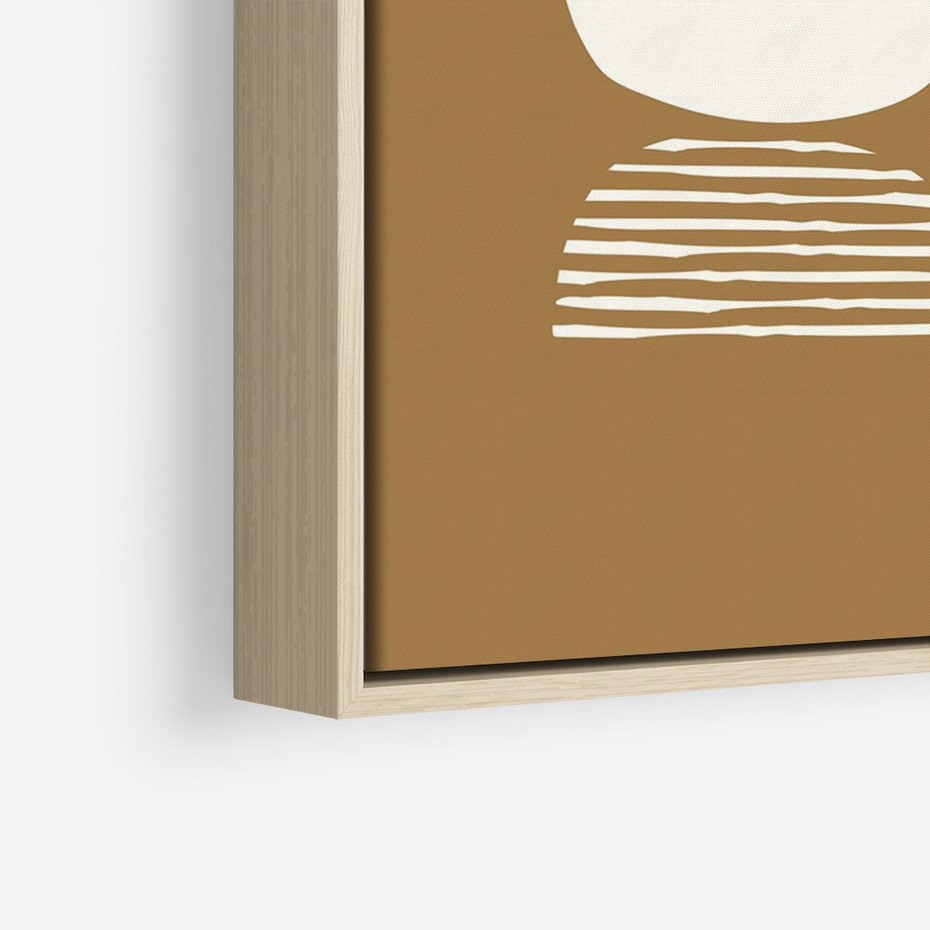 Obraz w ramie 50x70 - Wewnętrzne Spektrum - geometryczne boho kształty na brązowym, karmelowym tle - rama drewno
