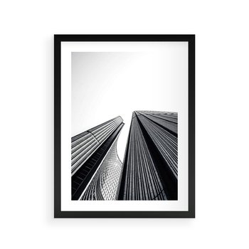 Plakat w ramie 50x70 - Monochromatyczna Wizja - architektura, wysoki wieżowiec - rama czarna