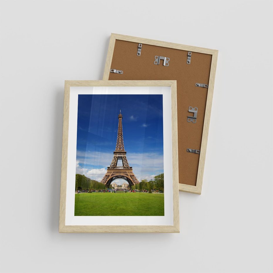 Plakat w ramie 30x40 - Eiffla: symbole Paryża - Eiffla, Paryż - rama drewno
