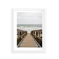 Plakat w ramie 30x40 - Morze i drewniany pomost - morze, pomost - rama biała