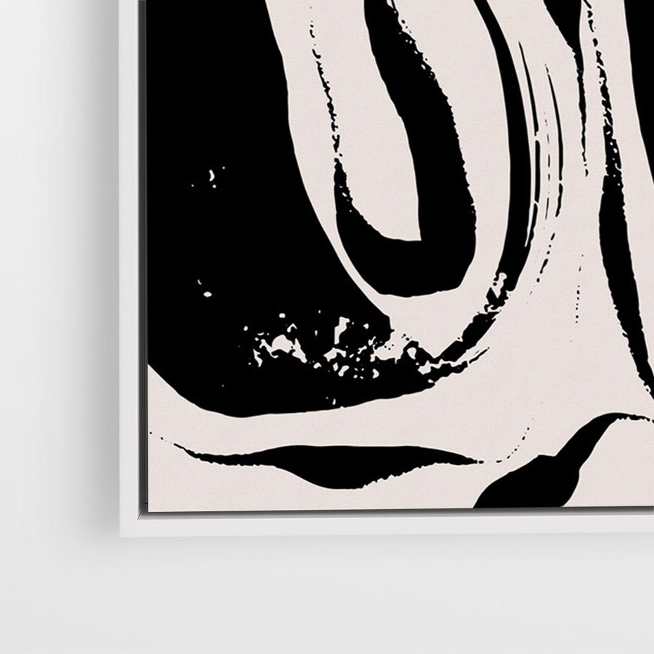 Obraz w ramie 120x80 - Wibracje w ciemnościach duszy - czarno biała abstrakcja, nieregularne rozmyte linie - rama biała